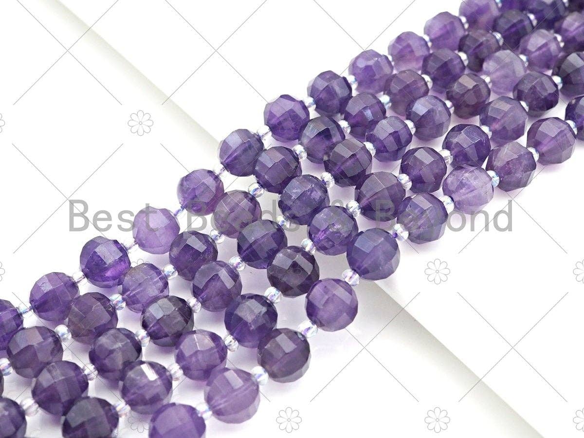 10mm Amethyst Lantern-Cut Round Beads, 15–16-Inch Strand