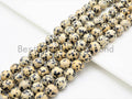 Natural Dalmatian Jasper Smooth Round Beads, 15–16-Inch Strand