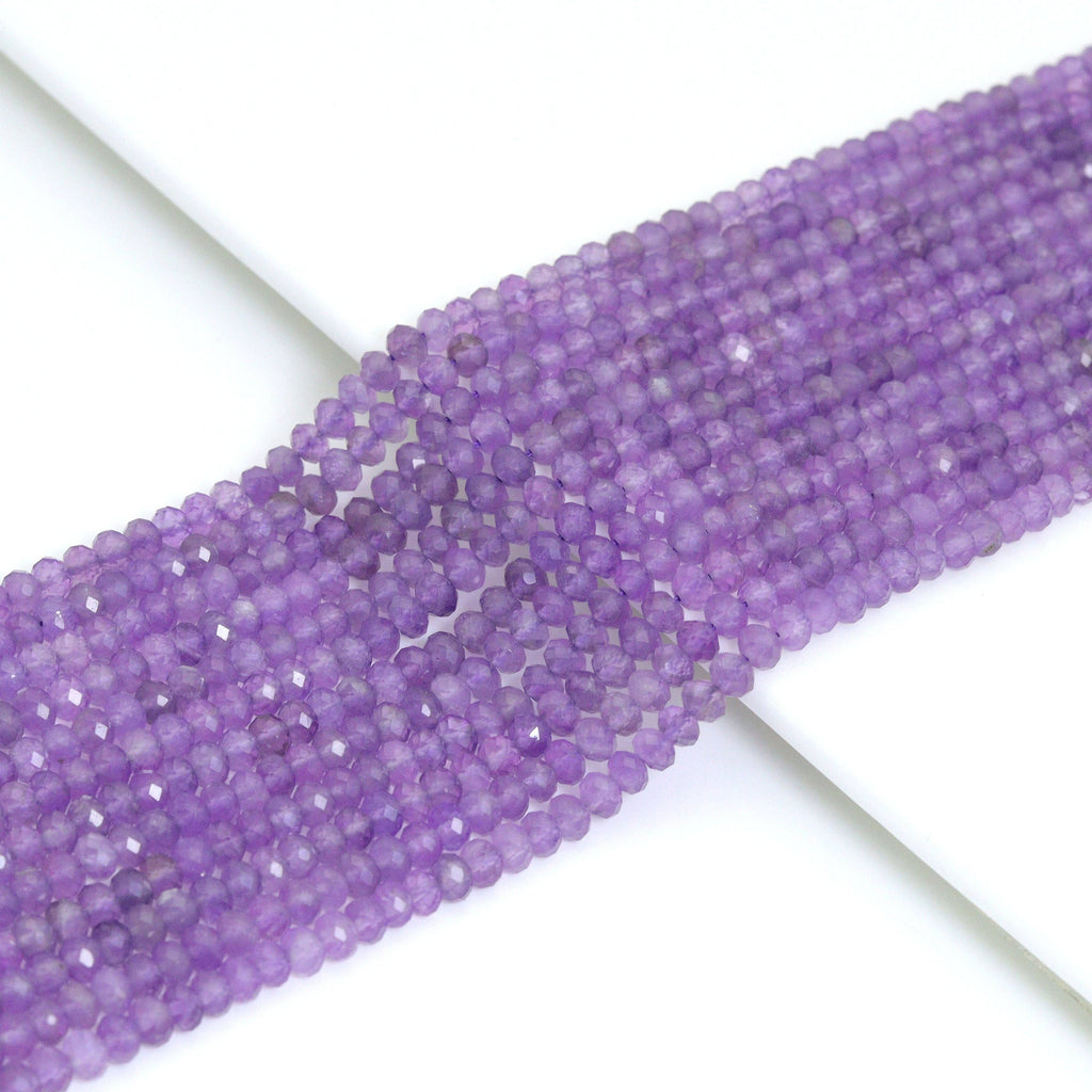 3x4mm Amethyst Faceted Rondelle Beads, 15–16-Inch Strand