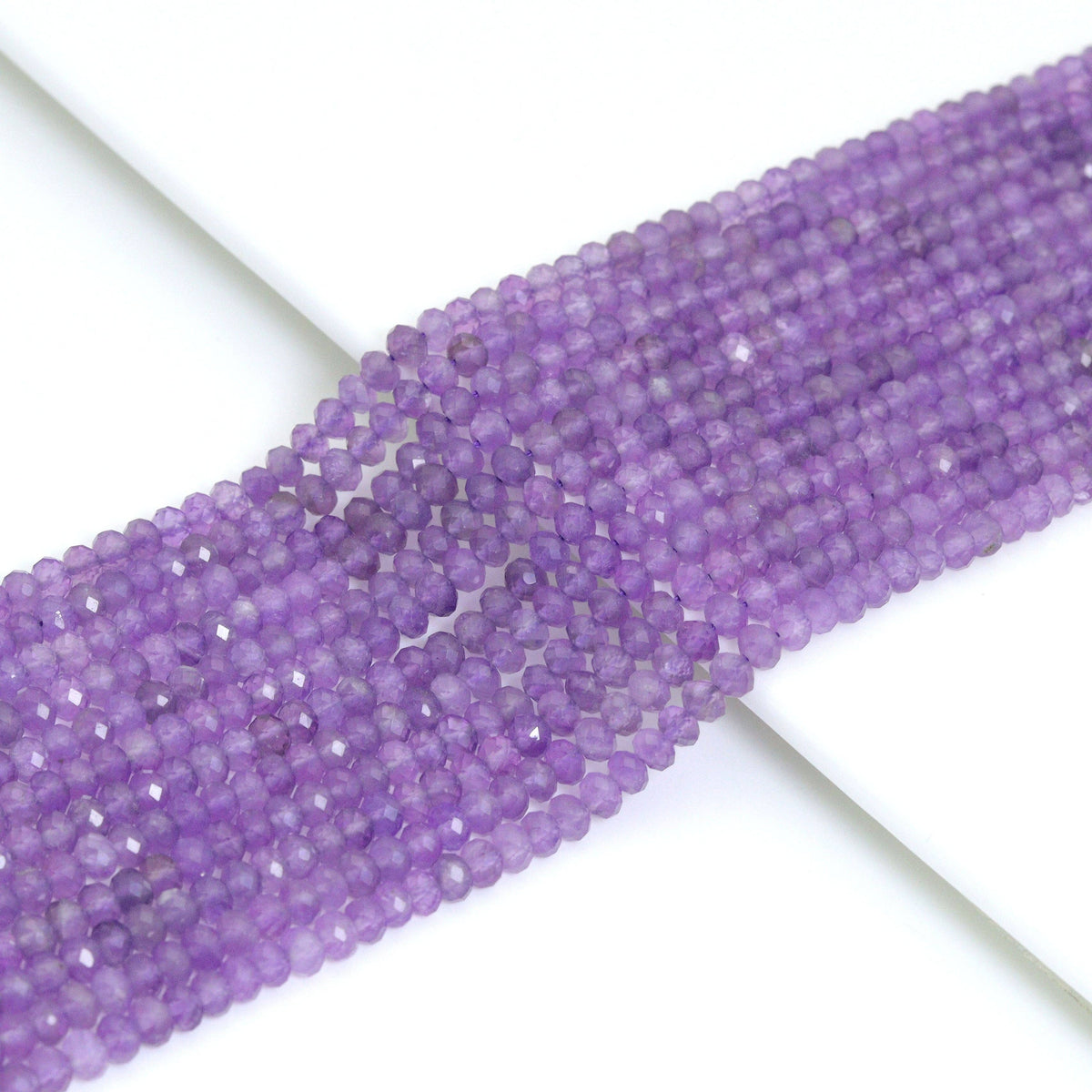 3x4mm Amethyst Faceted Rondelle Beads, 15–16-Inch Strand