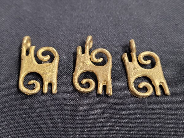 african brass pendant 3 adinkra symbol pendants sankofa side view