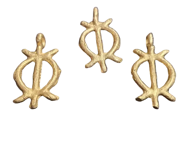african brass pendant 3 adinkra symbol pendants white background