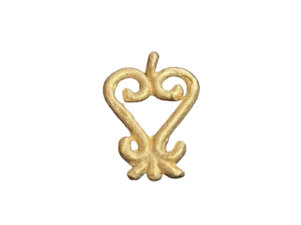 african brass sankofa adinkra pendant white background