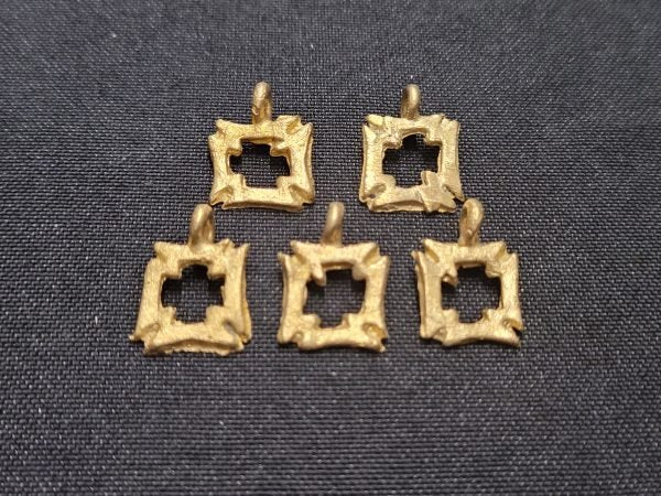 african brass pendant 5 adinkra symbol charms set front view