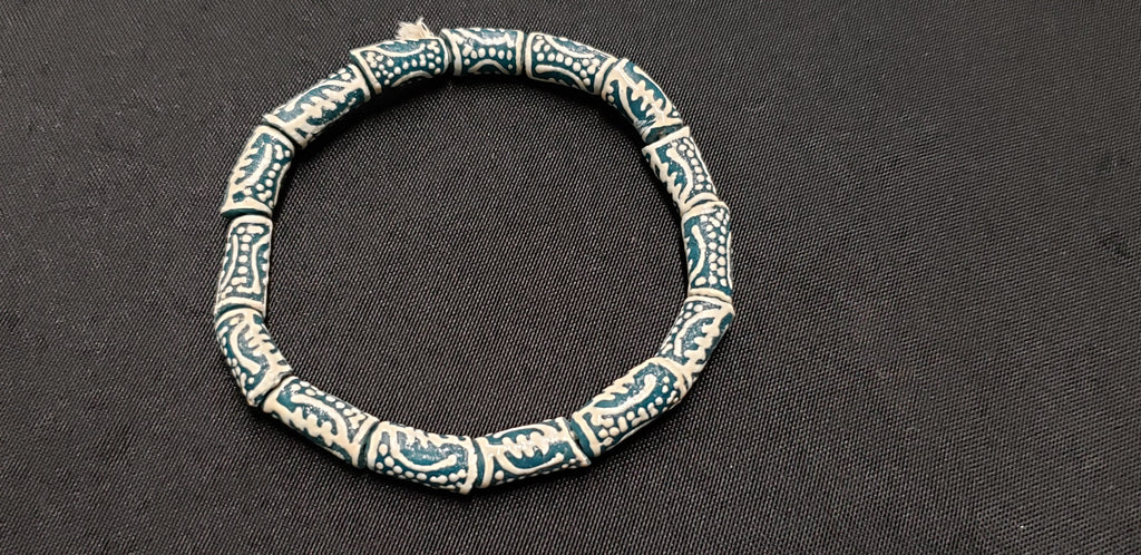 gye nyame african glass beads divine connection detail view