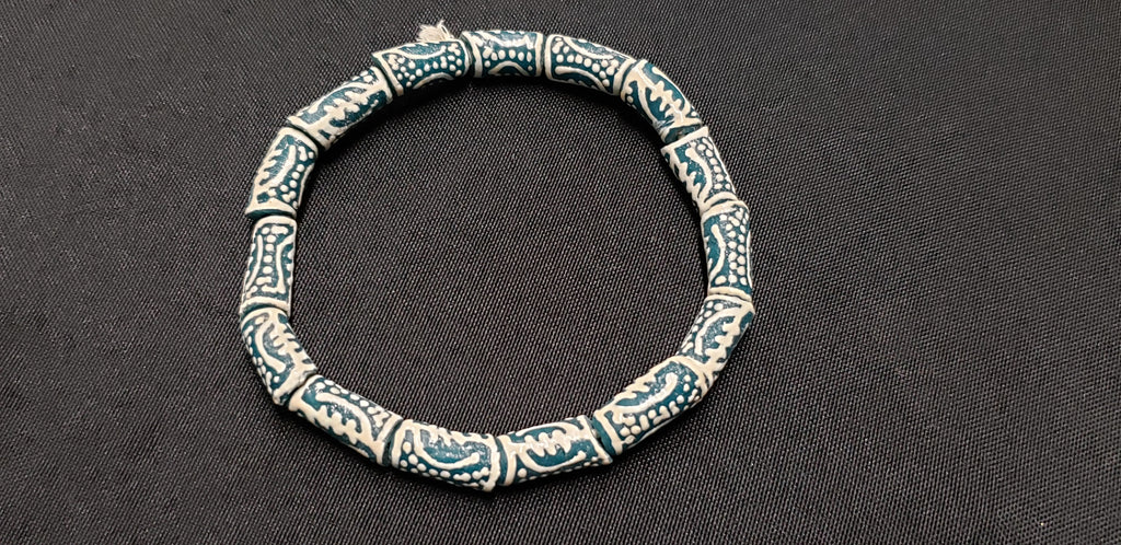 gye nyame african glass beads divine connection strand top view