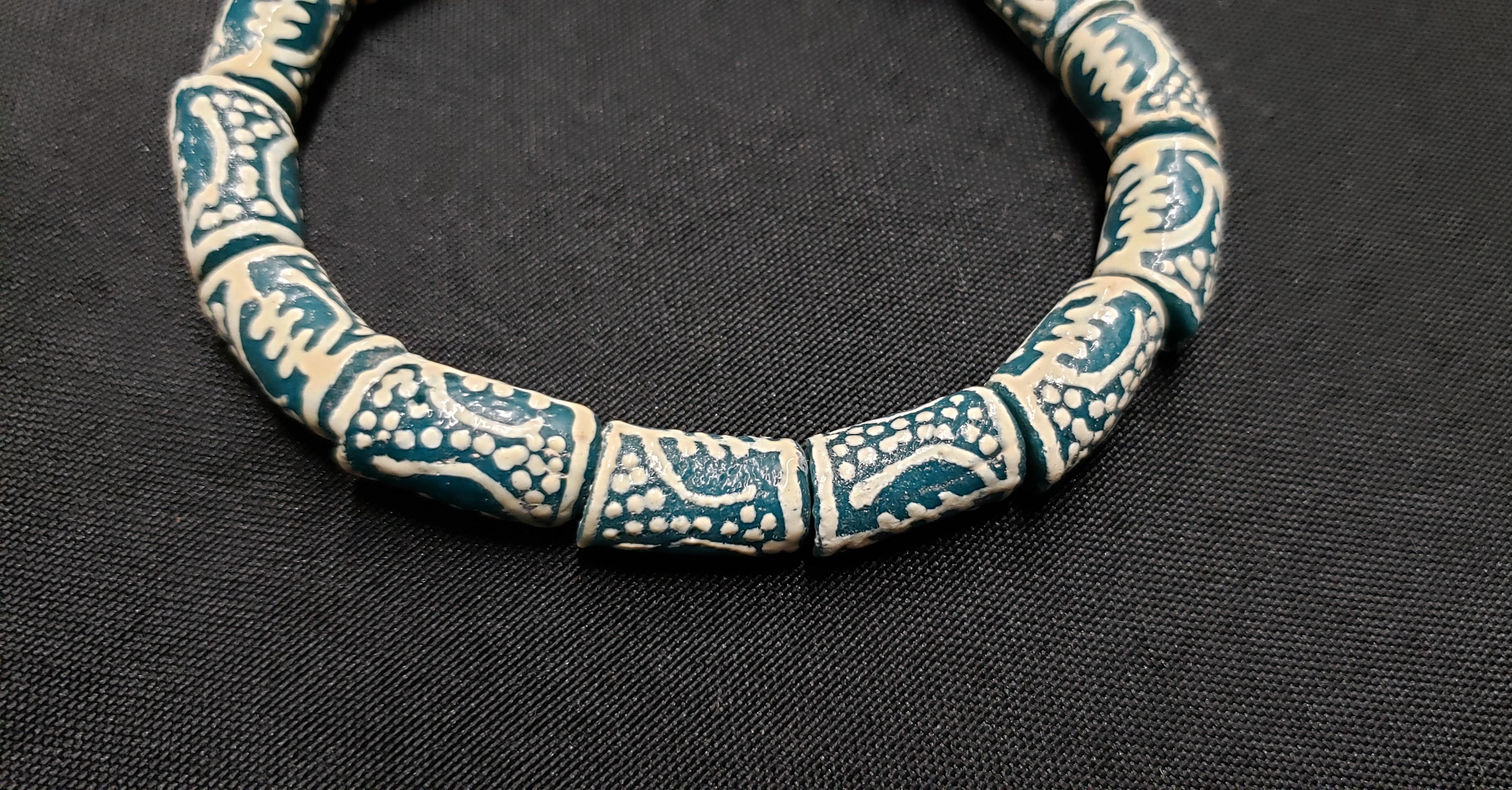 african beads gye nyame glass beads side view