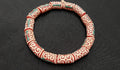 adinkra glass beads AAB#1655 red cream humility strength strand top view