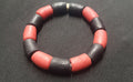 african glass beads black red chunky ghana glass beads AAB#1453 strand top view