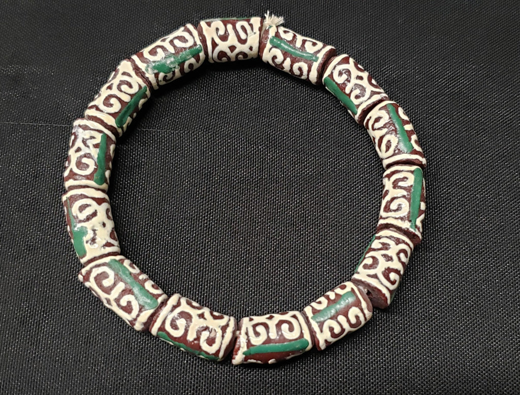 adinkra glass beads AAB#1657 humility strength african glass beads strand top view