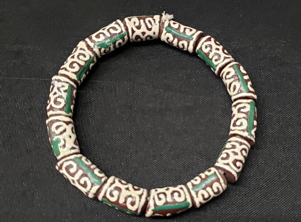 adinkra glass beads AAB#1657 side view