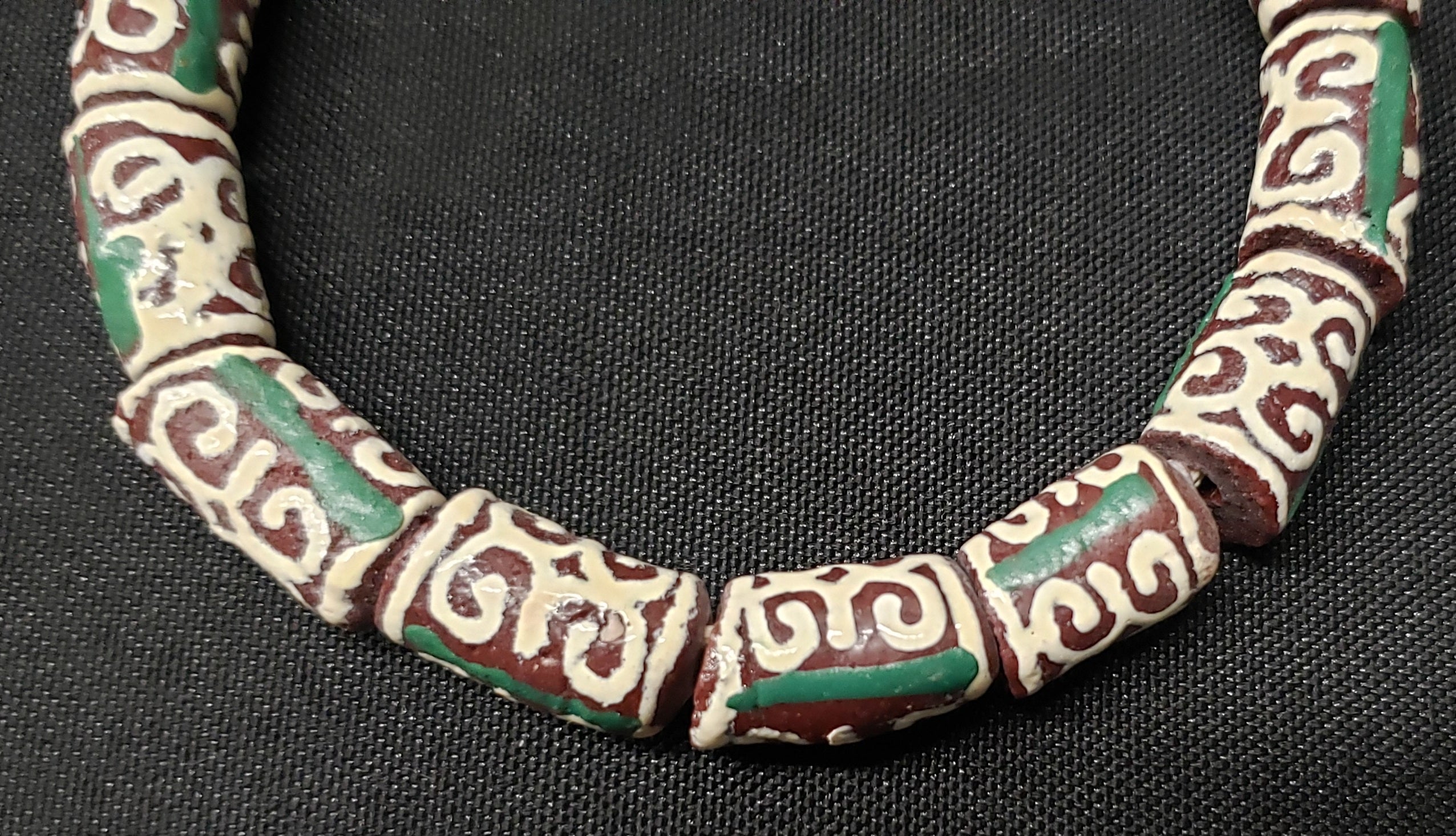 adinkra glass beads AAB#1657 close up texture