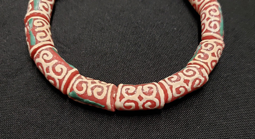 african glass beads ghana dwennimmen adinkra beads side view