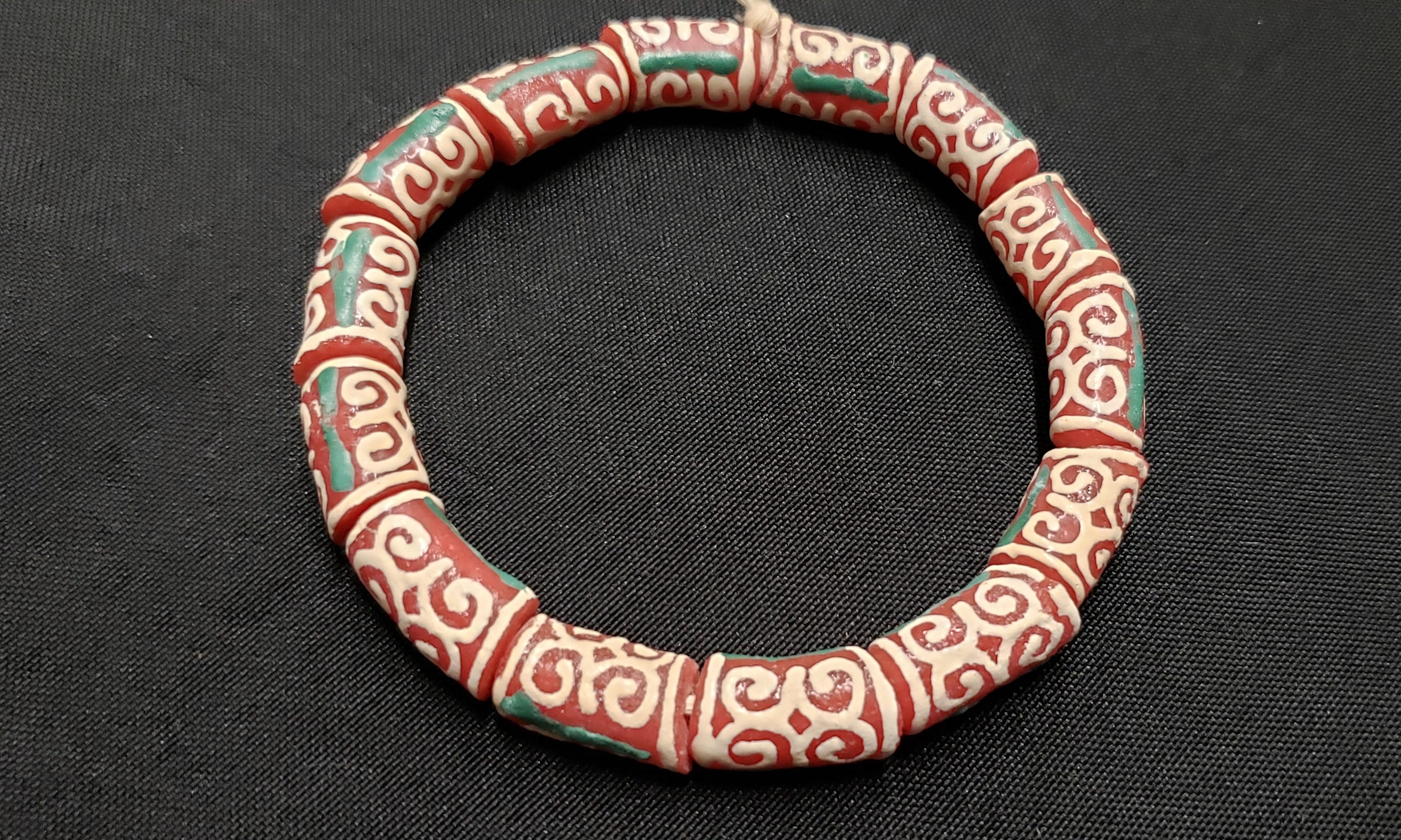 african glass beads ghana dwennimmen adinkra beads detail view