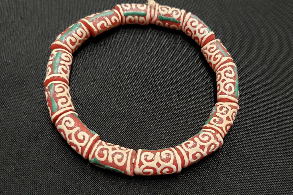 african glass beads ghana dwennimmen adinkra beads strand top view