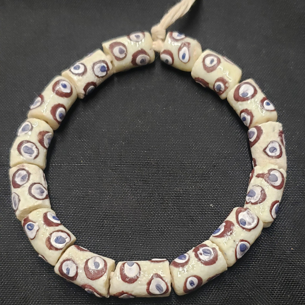 african glass beads evil eye beads AAB#1580 strand top view