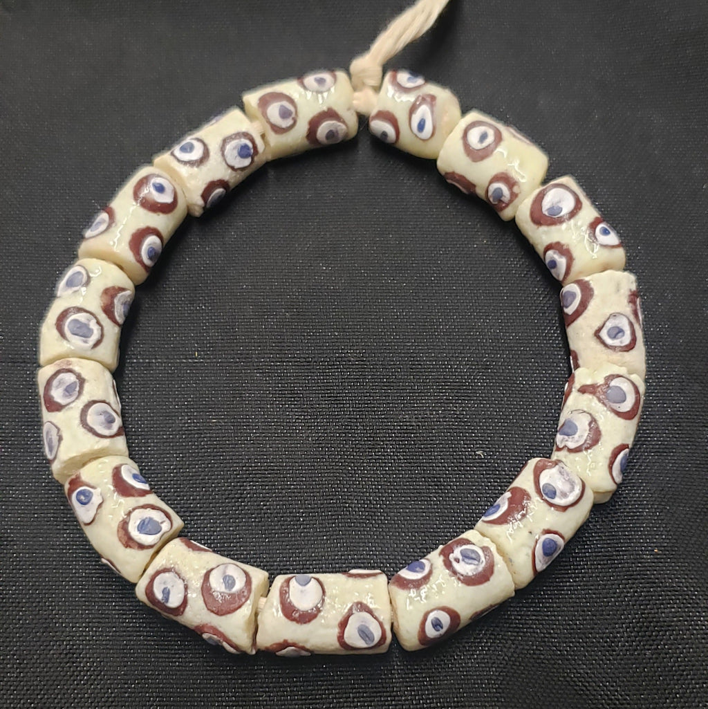 african glass beads evil eye beads AAB#1580 angled view