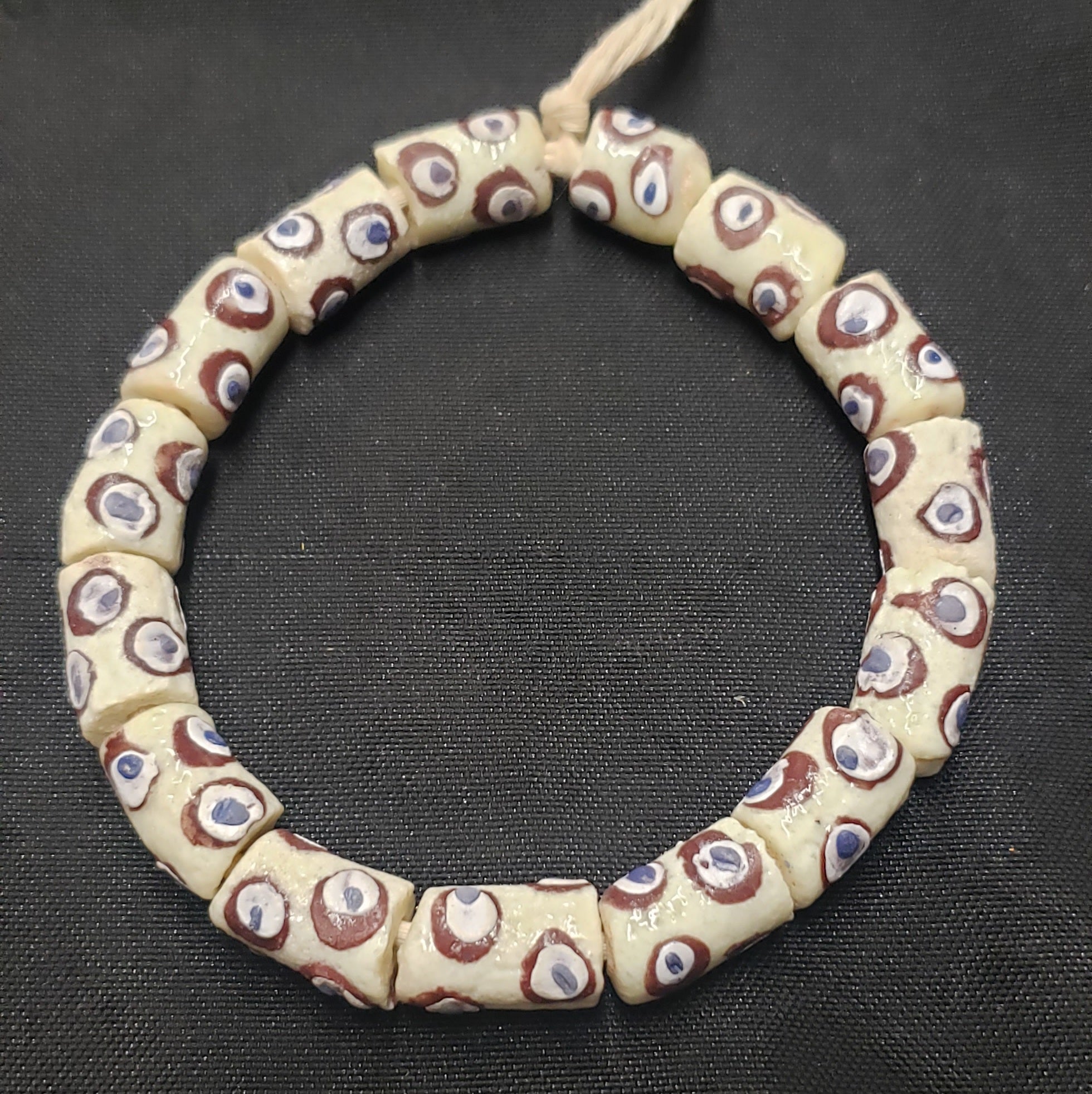 african glass beads evil eye beads AAB#1580 angled view