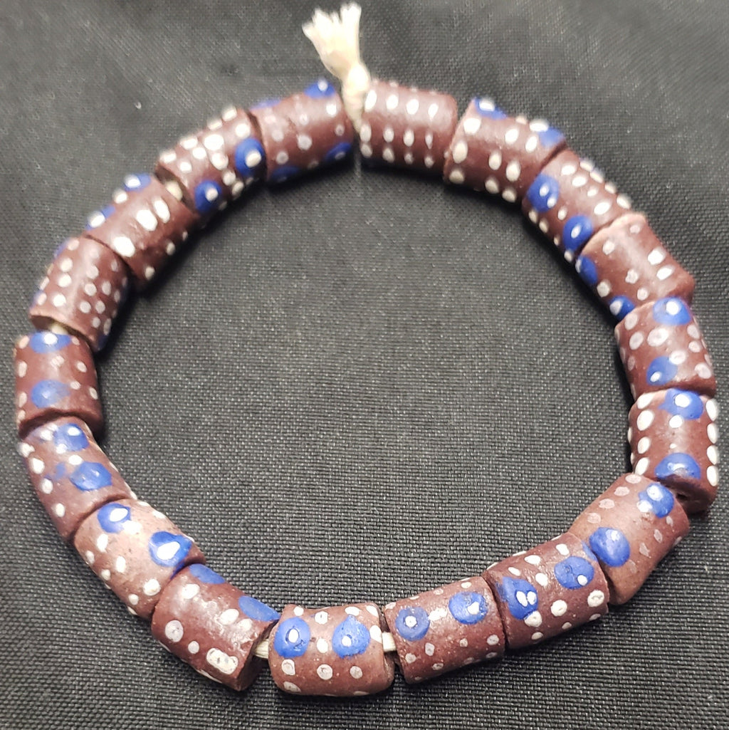african glass beads evil eye beads AAB#1585 angled view