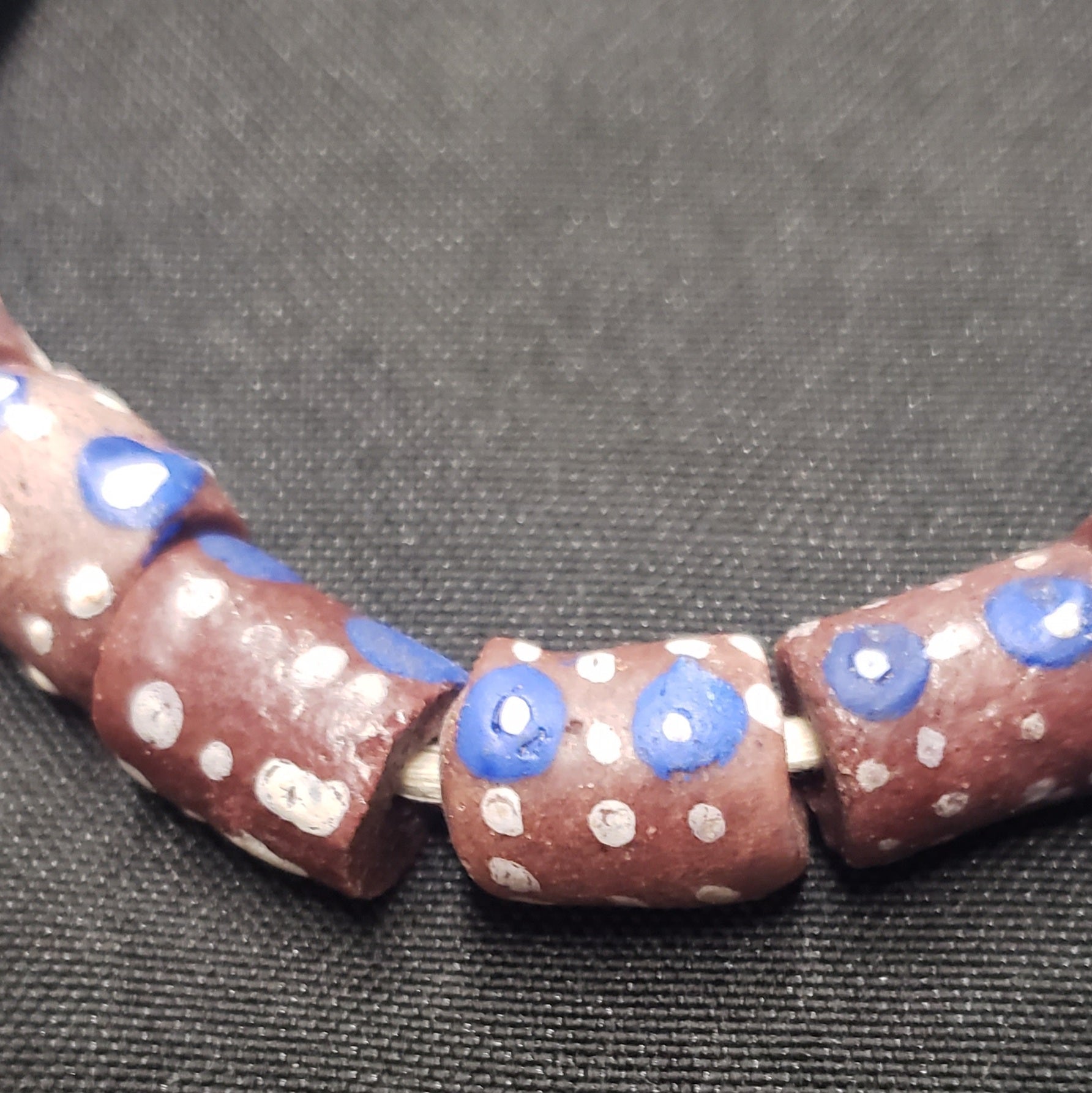 african glass beads evil eye beads AAB#1585 pink accent close up