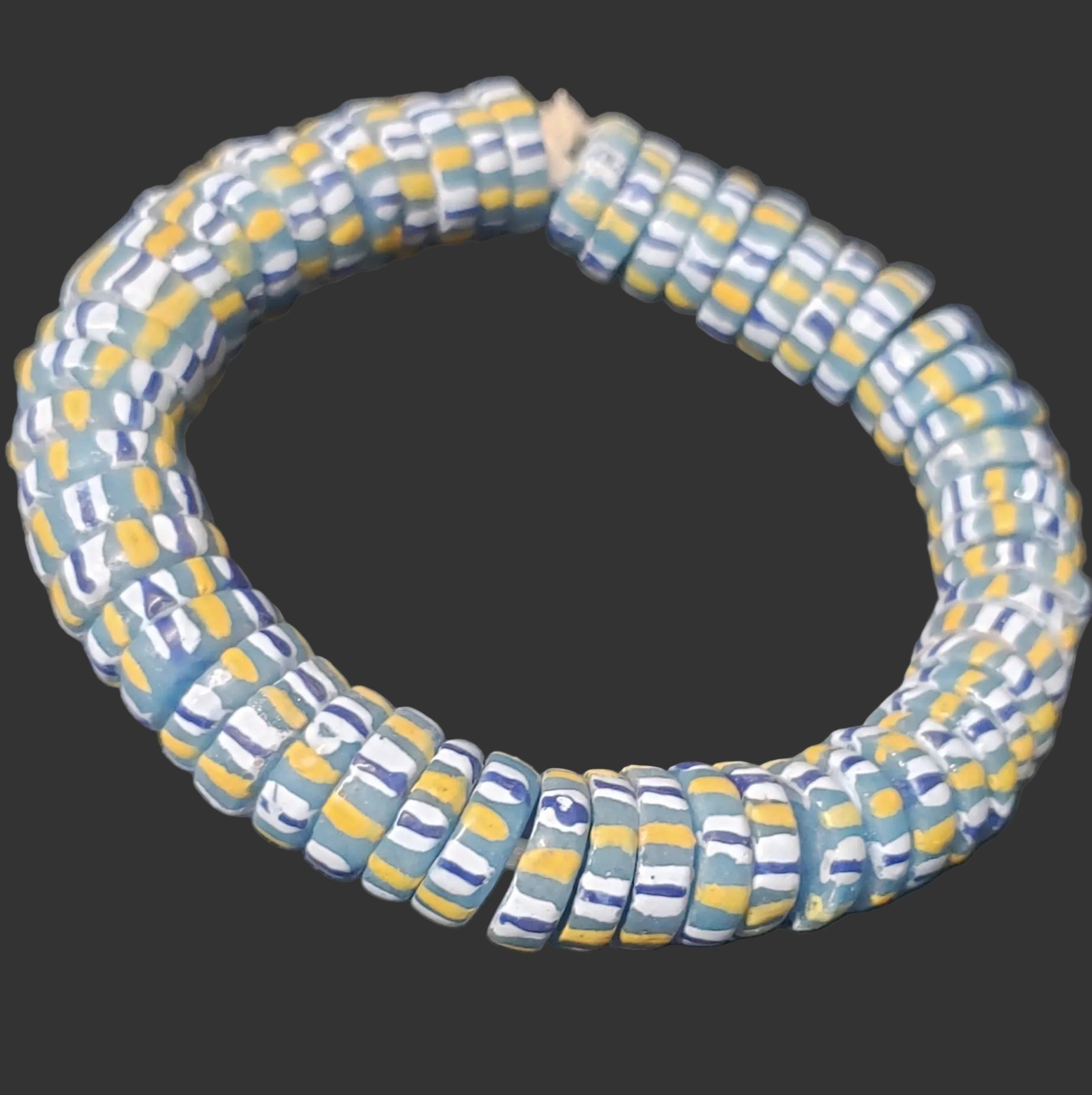 african glass beads chevron stripped spacer beads strand top view