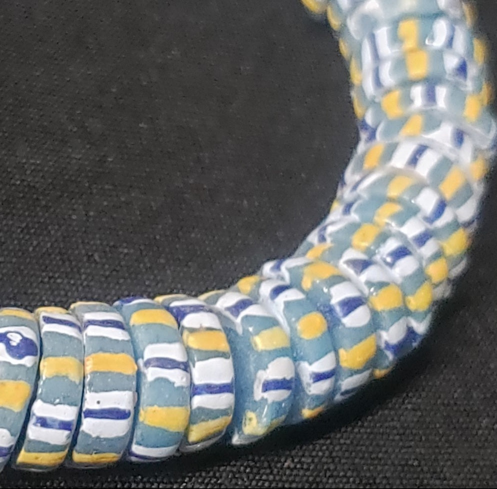 african glass beads chevron stripped spacer beads detail view