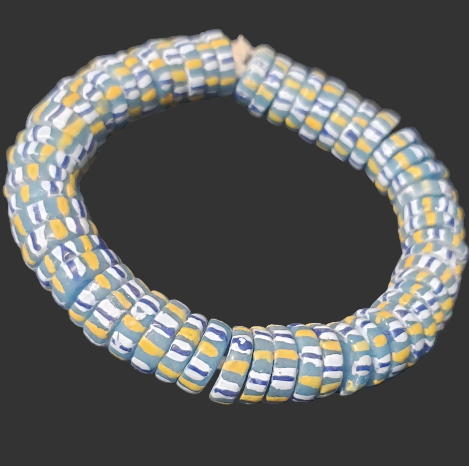 african glass beads chevron stripped spacer beads close up