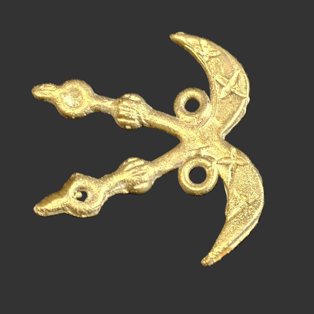 adinkra akofena african brass pendant side view