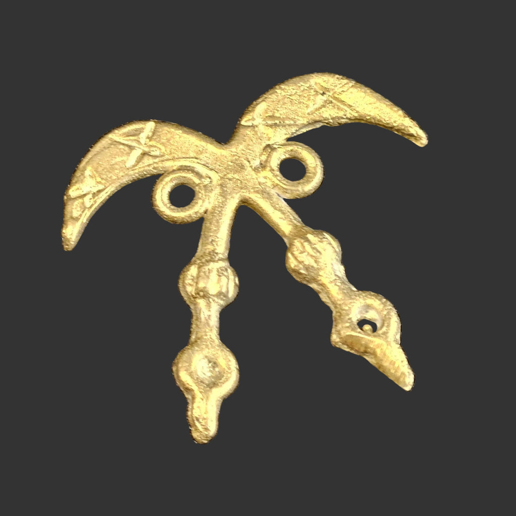adinkra akofena african brass pendant close up detail