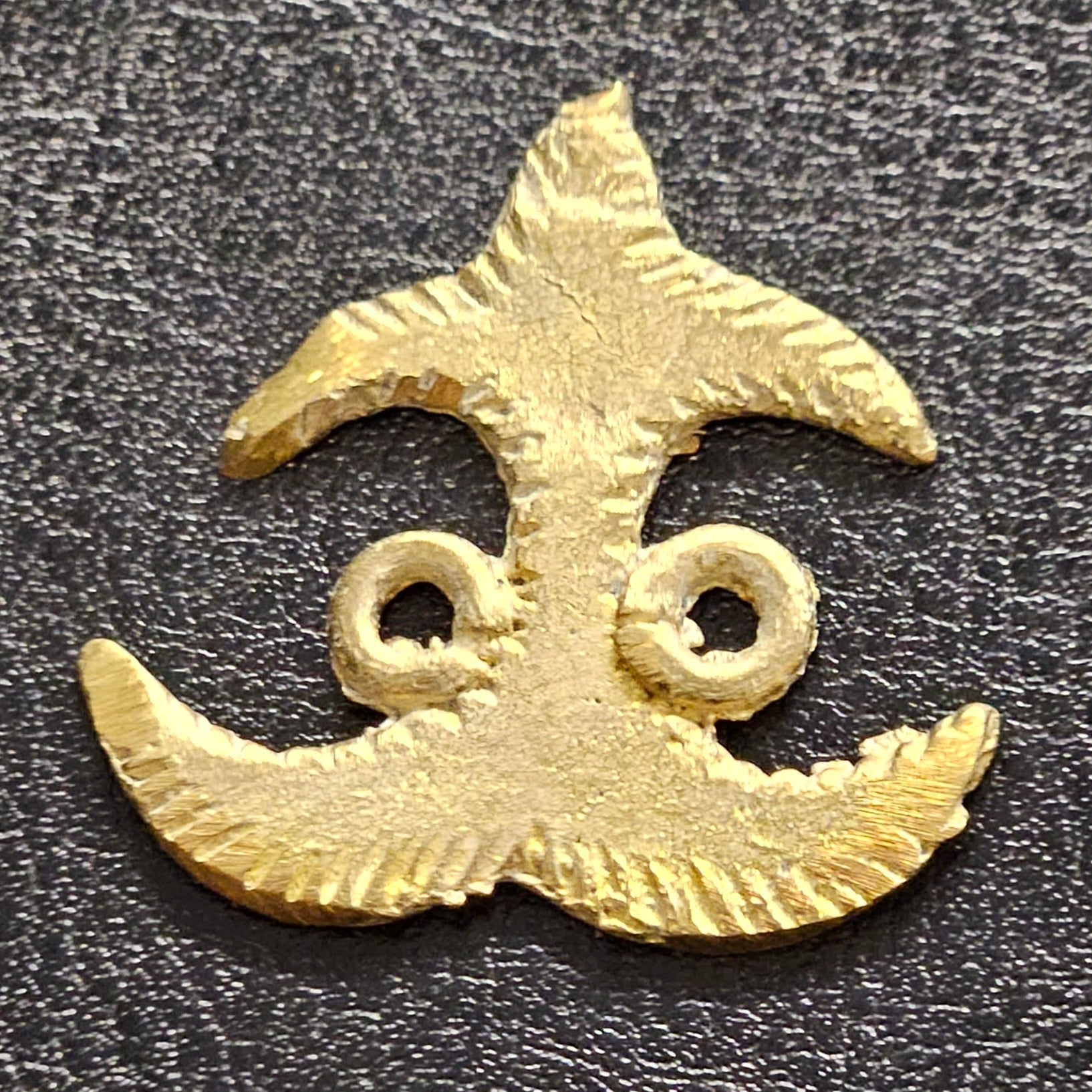 handmade adinkra akokonan african asante brass pendant link front view