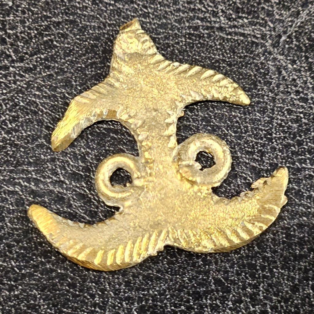 adinkra akokonan african asante brass pendant back view