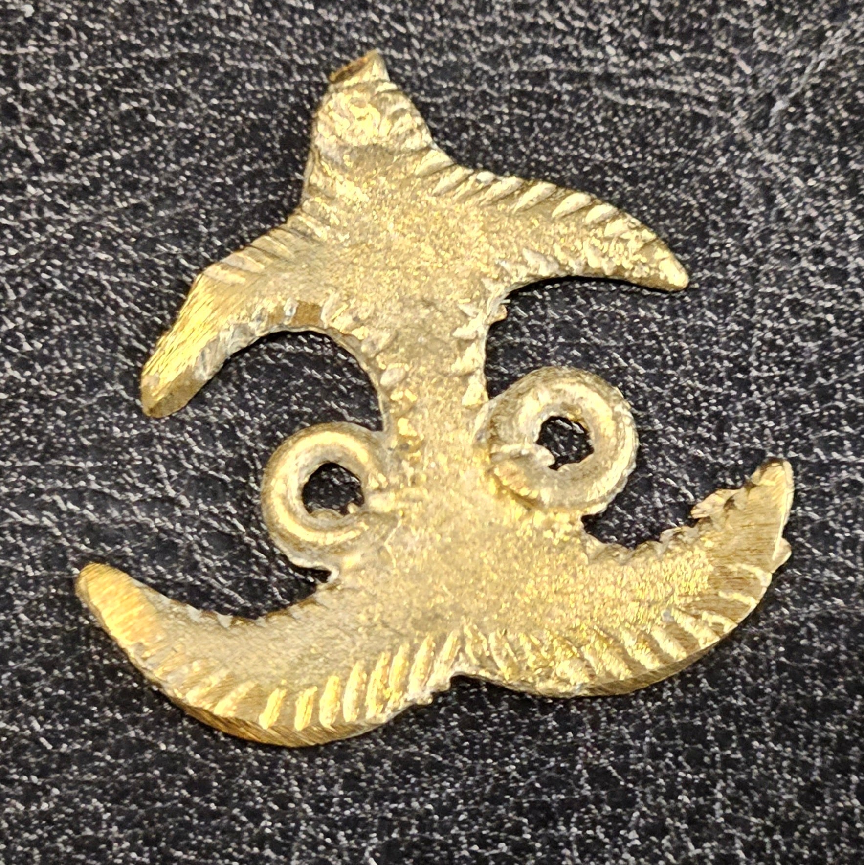 adinkra akokonan african asante brass pendant back view