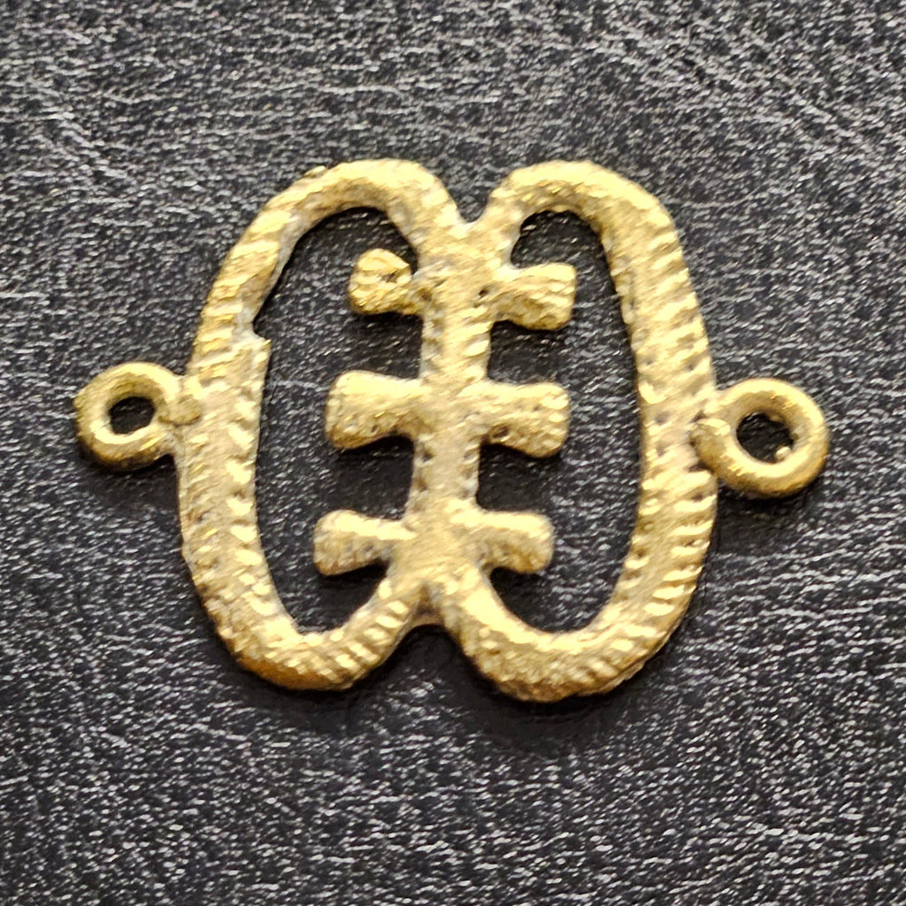 ese ne tekrema adinkra african brass pendant link front view