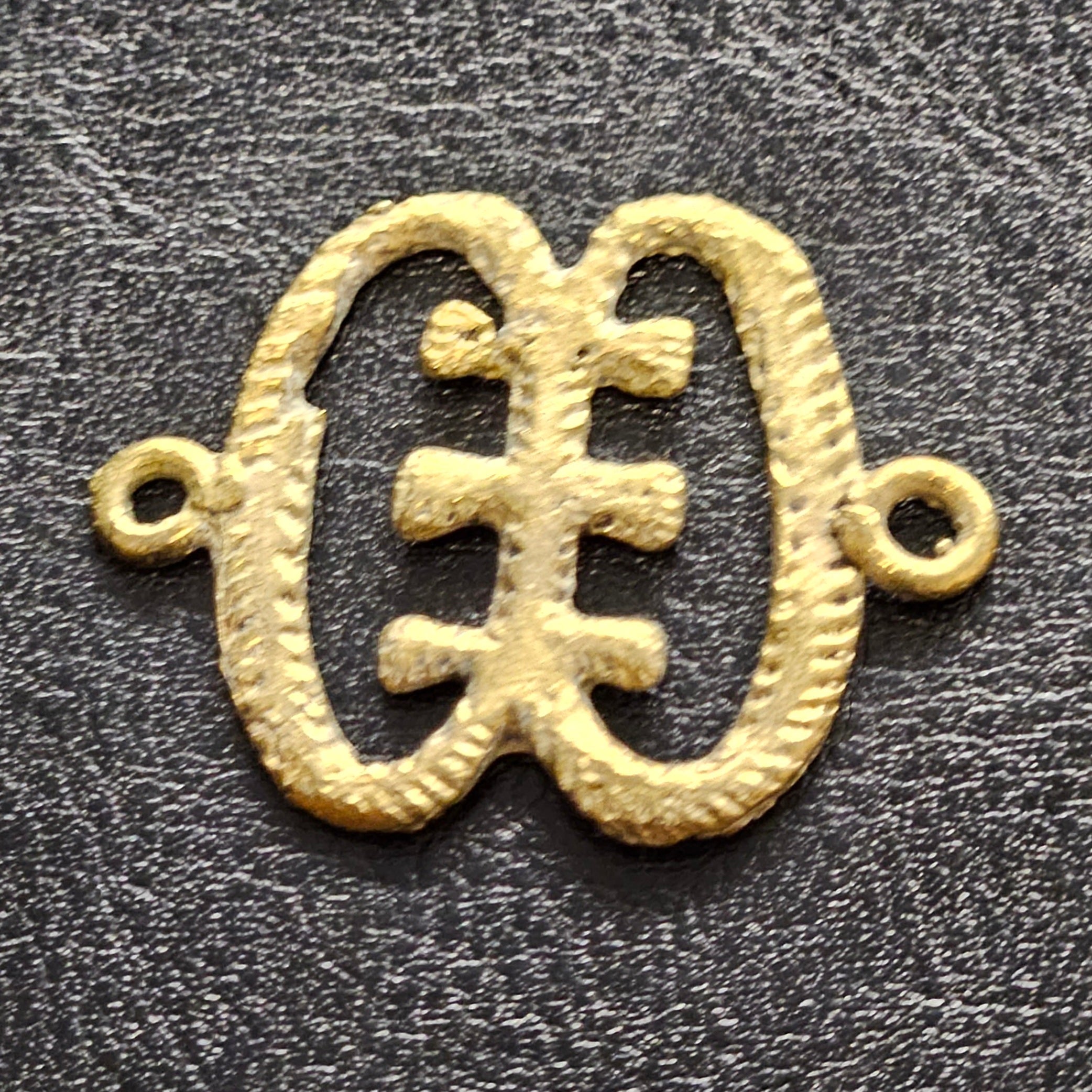 ese ne tekrema adinkra african brass pendant link front view