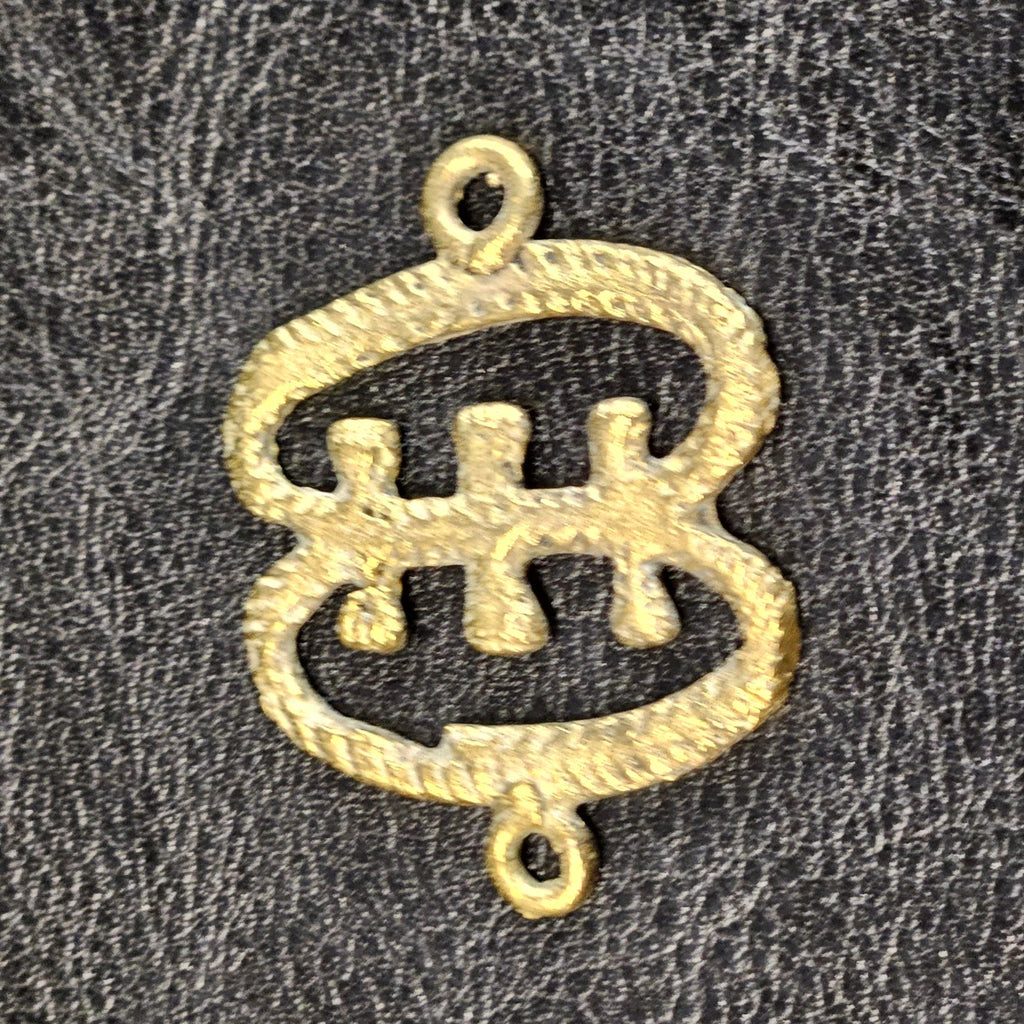 ese ne tekrema adinkra african brass pendant side view