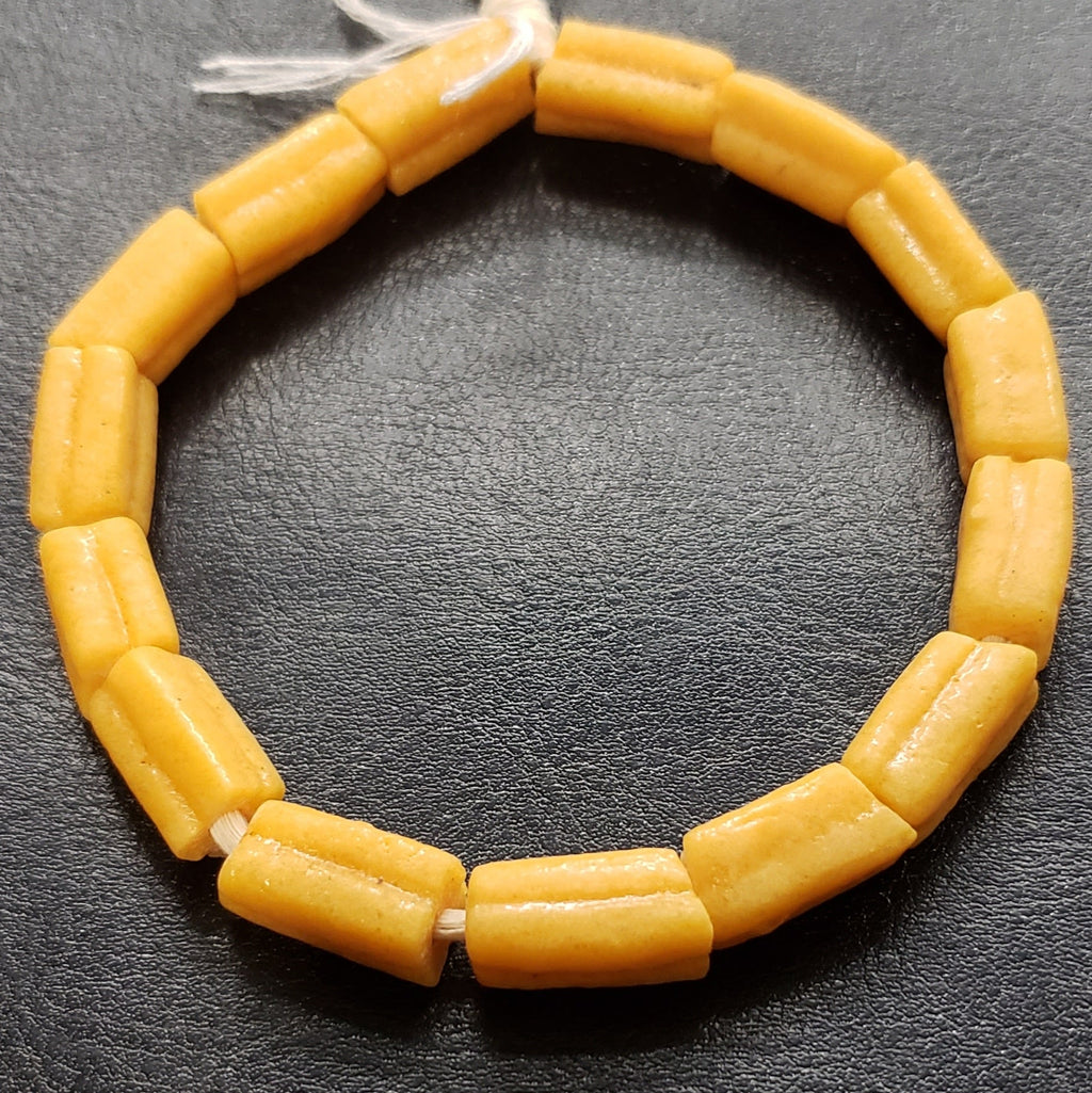 handcrafted krobo tube glass beads detail view