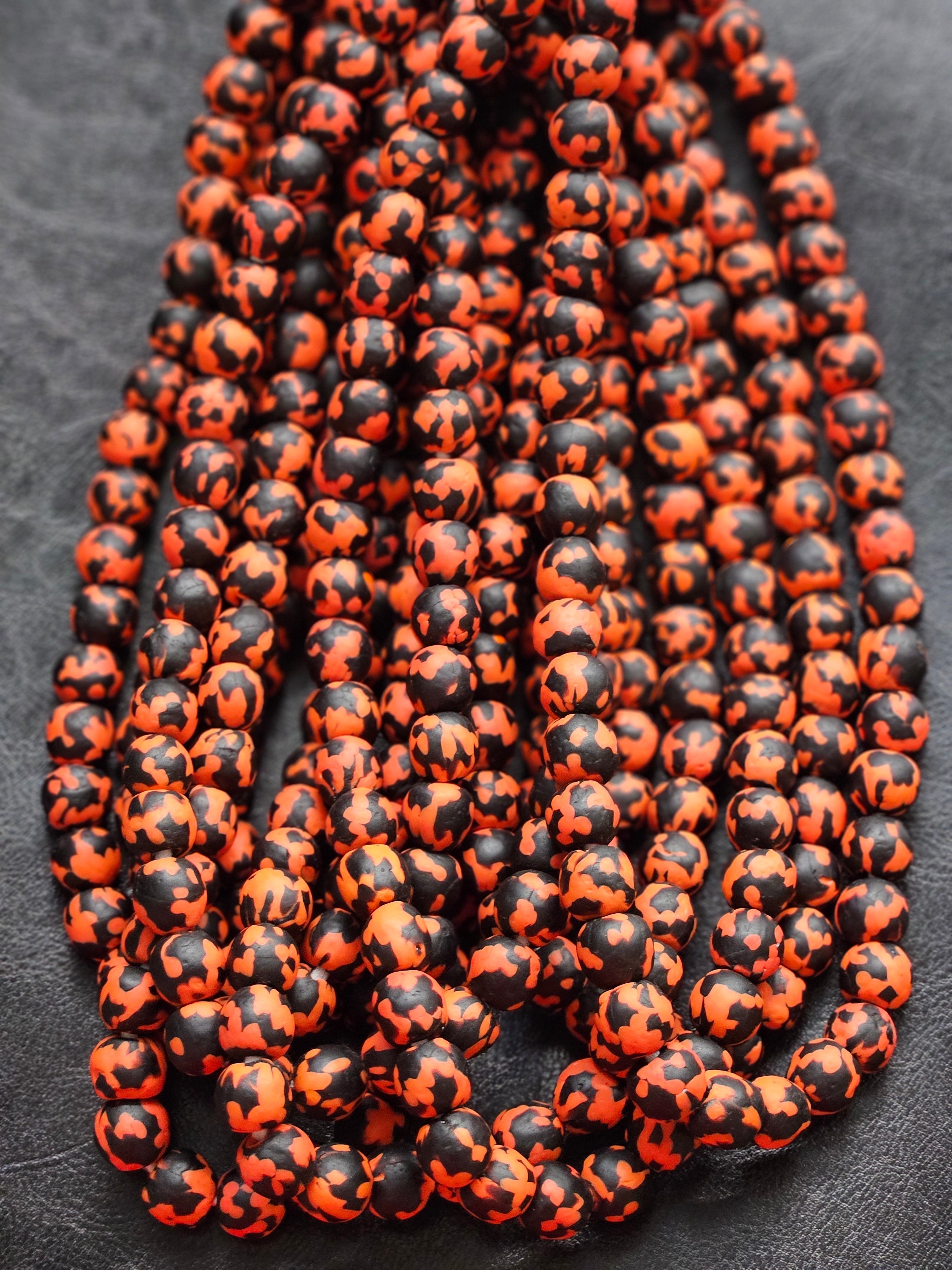 ghana krobo recycled glass beads valentine red burgundy strand jewelry making