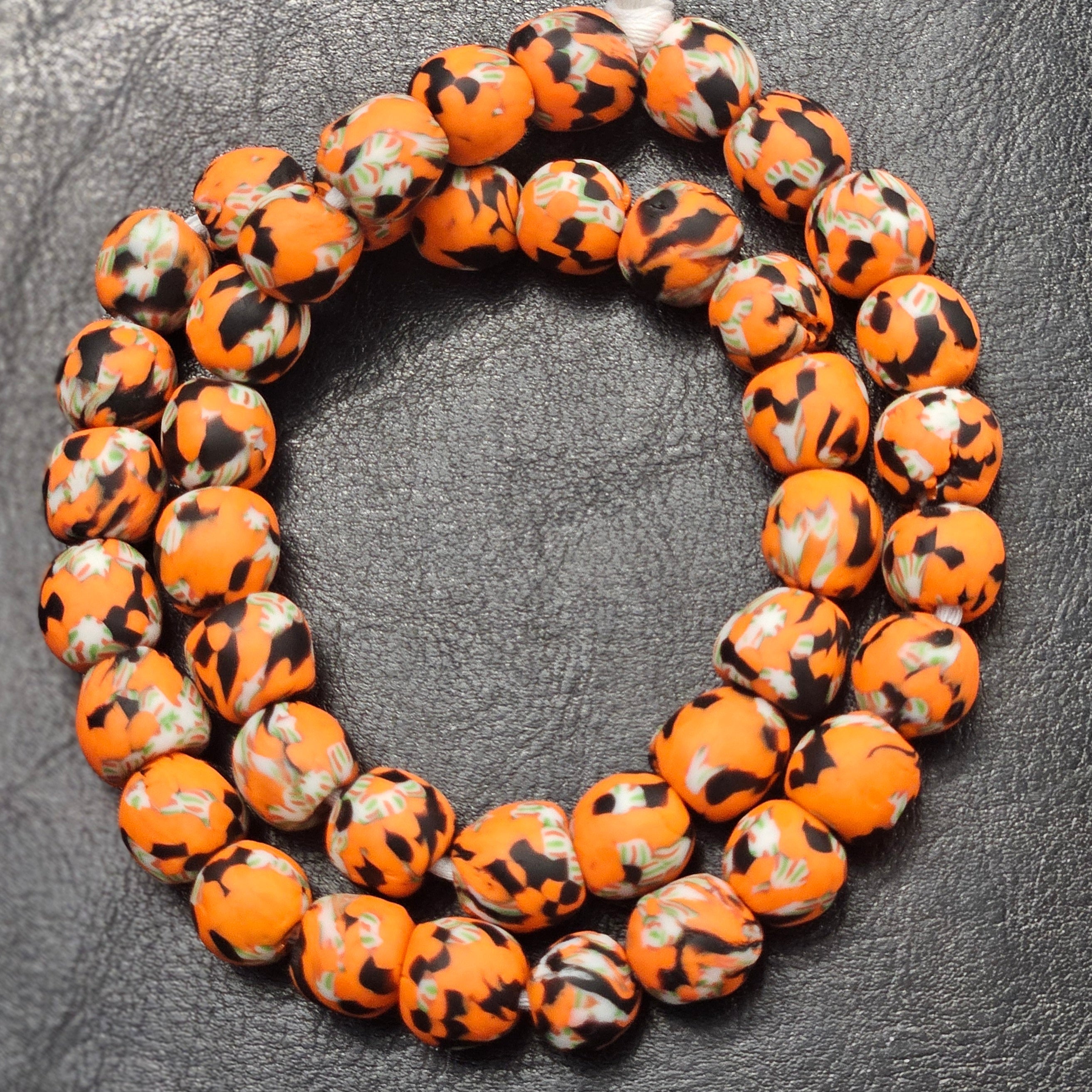 krobo tribe handcrafted african recycled glass beads close up