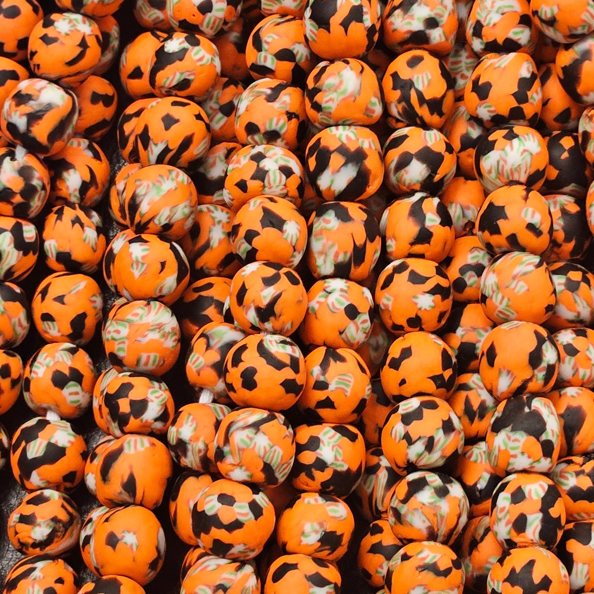 african recycled glass beads handcrafted krobo tribe artisans orange strand