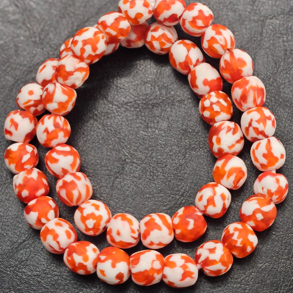 fused african recycled glass large hole beads side view