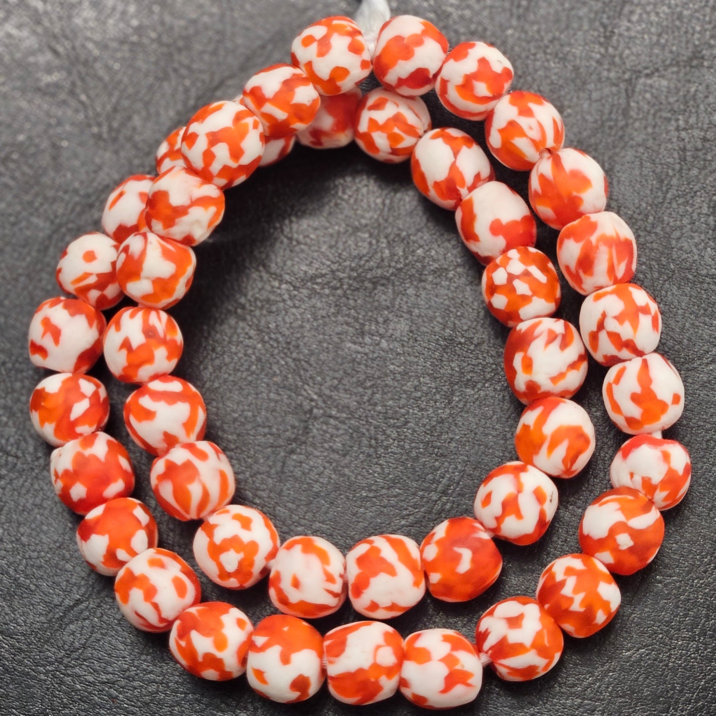fused african recycled glass large hole beads detail view