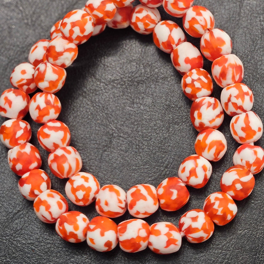 fused african recycled glass large hole beads texture view