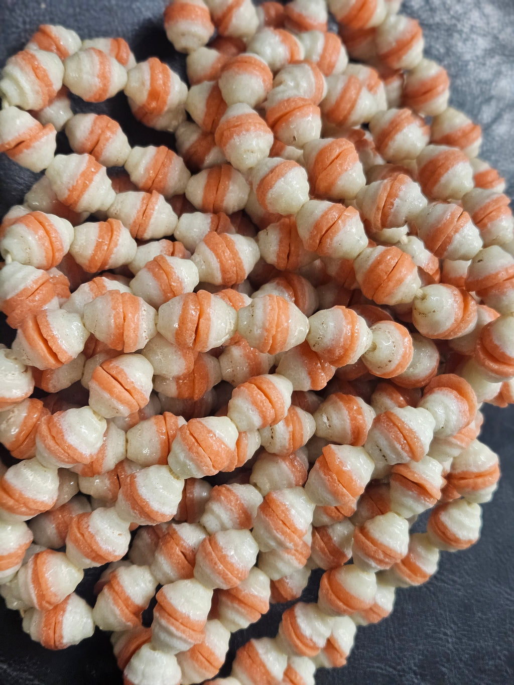 fancy african recycled glass beads #7302 close up