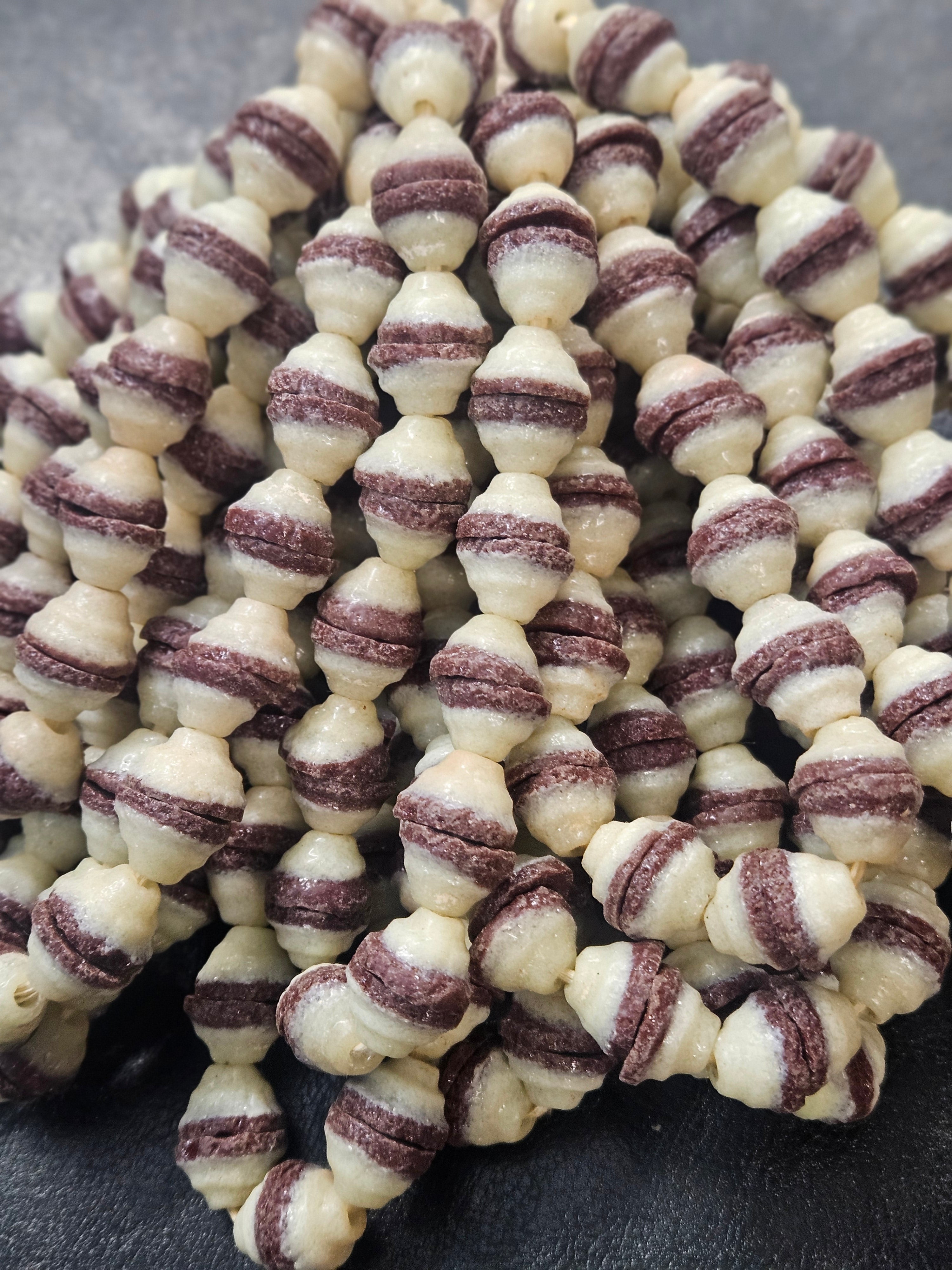 fancy african recycled glass beads #7305 cream white strand