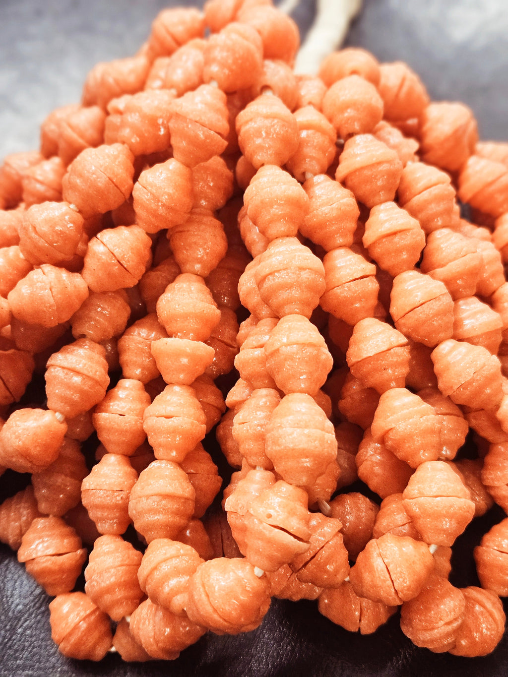 fancy african recycled glass beads #7306 orange coral strand