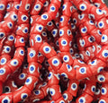 painted african recycled glass small tube beads #1108 pink strand