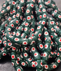 painted african recycled glass small tube beads #1117 black gray strand