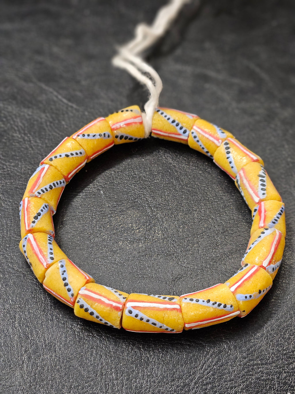 painted african recycled glass medium tube beads #1309 side view