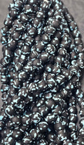fused african recycled glass round beads #3518 dark teal black strand