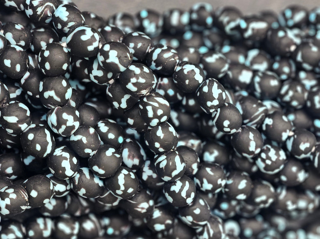 fused african recycled glass round beads #3518 detail view